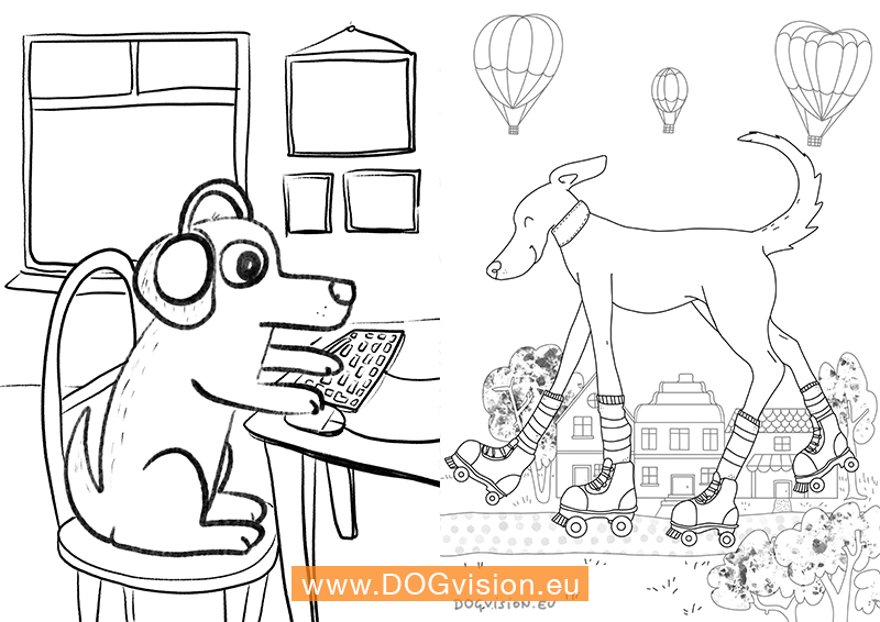 DOGvision.eu gratis kleurplaten met honden