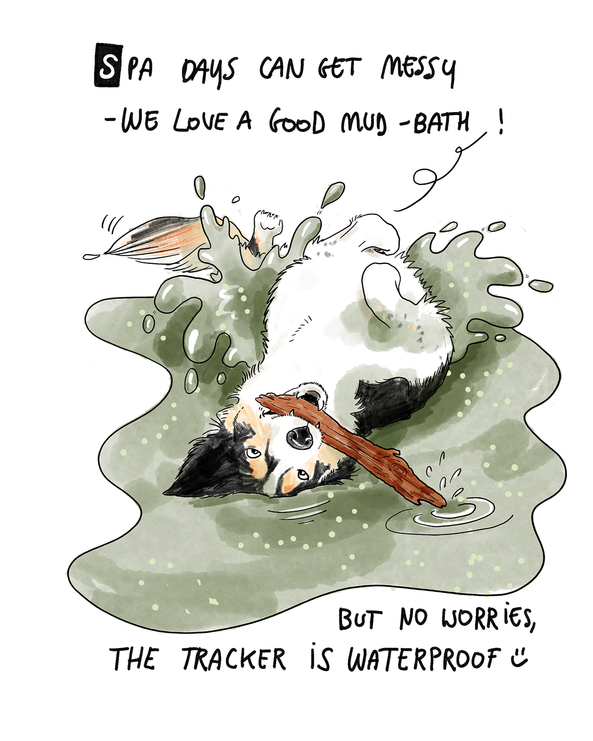 Tractive smart tracker with GPS, dog illustration, www.DOGvision.eu