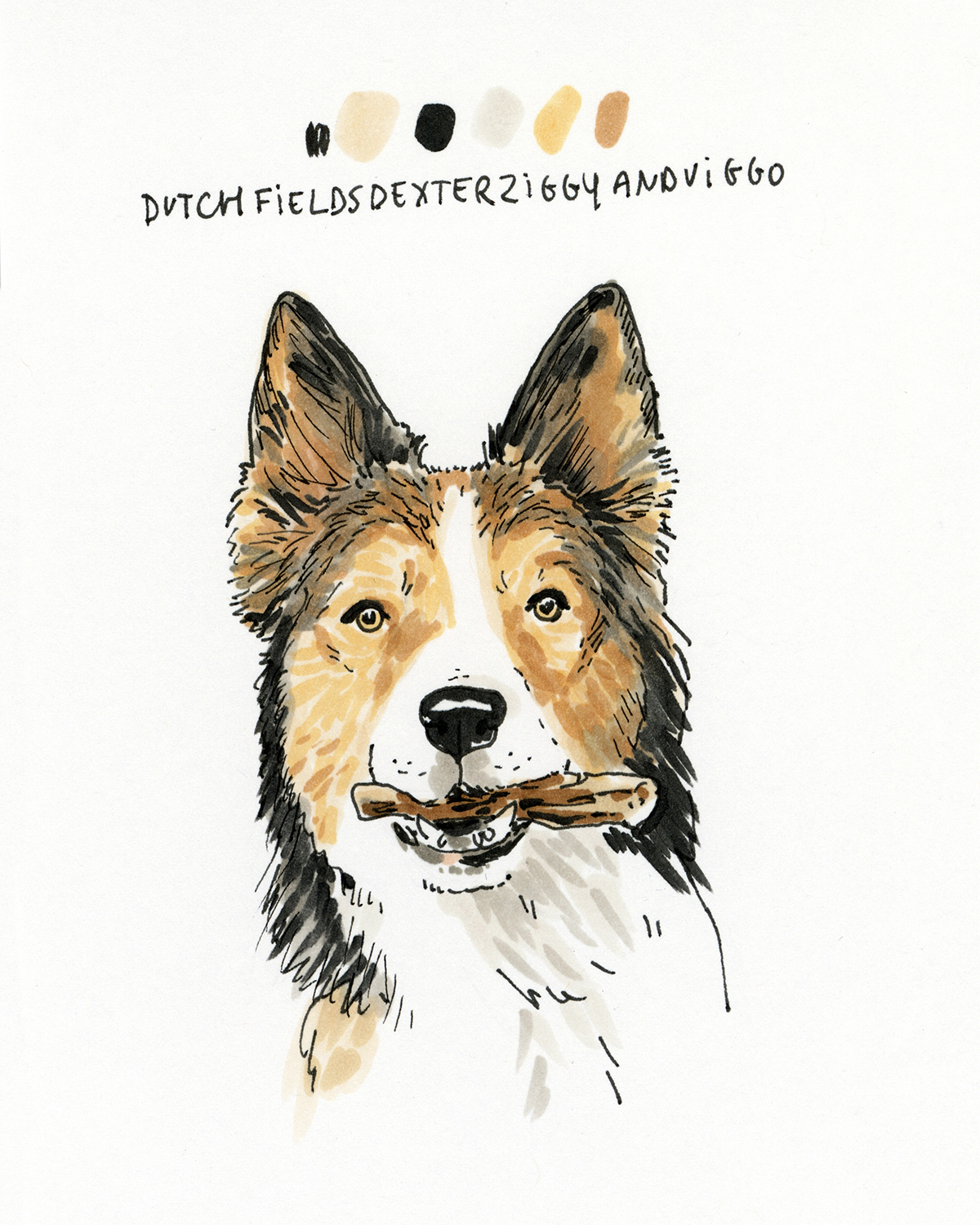 100 day creative challenge, drawing dog portraits from Instagram. www.DOGvision.eu
